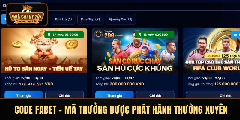 Code FABET - mã thưởng được phát hành thường xuyên Code FABET - mã thưởng được phát hành thường xuyên