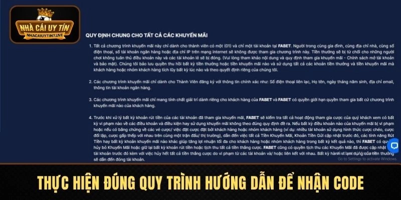 Thực hiện đúng quy trình hướng dẫn để nhận code Thực hiện đúng quy trình hướng dẫn để nhận code